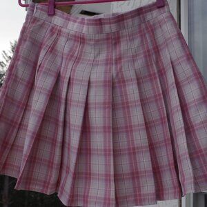 Glimore Girls Style Cute Pink & White Plaid Skirt